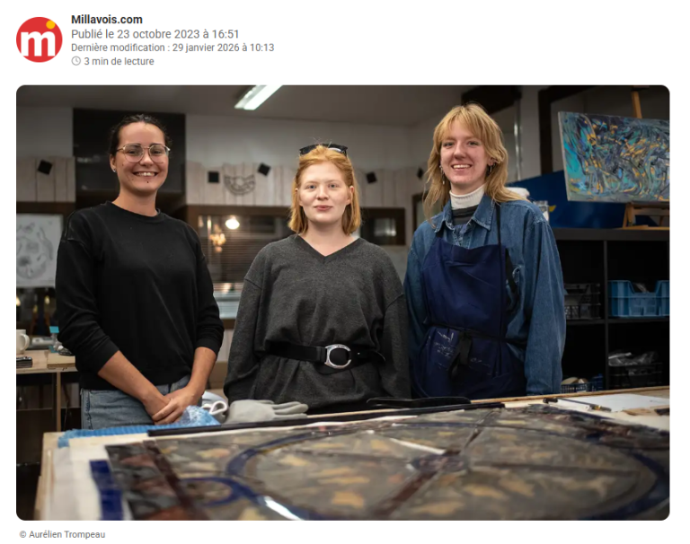 Article Millavois.com sur la masterclass de peinture sur verre de Lola Pradeilles en Lituanie