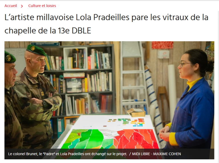 Article Midi Libre sur Lola Pradeilles et les vitraux de la chapelle de la 13e DBLE